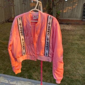 Pink adidas cropped bomber XL